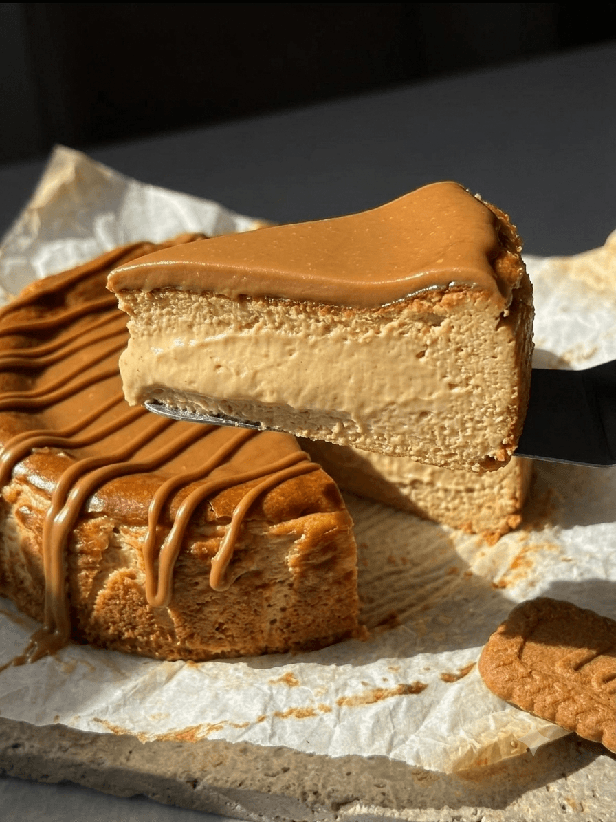 Biscoff on Burnt Basque Cheesecake Slice