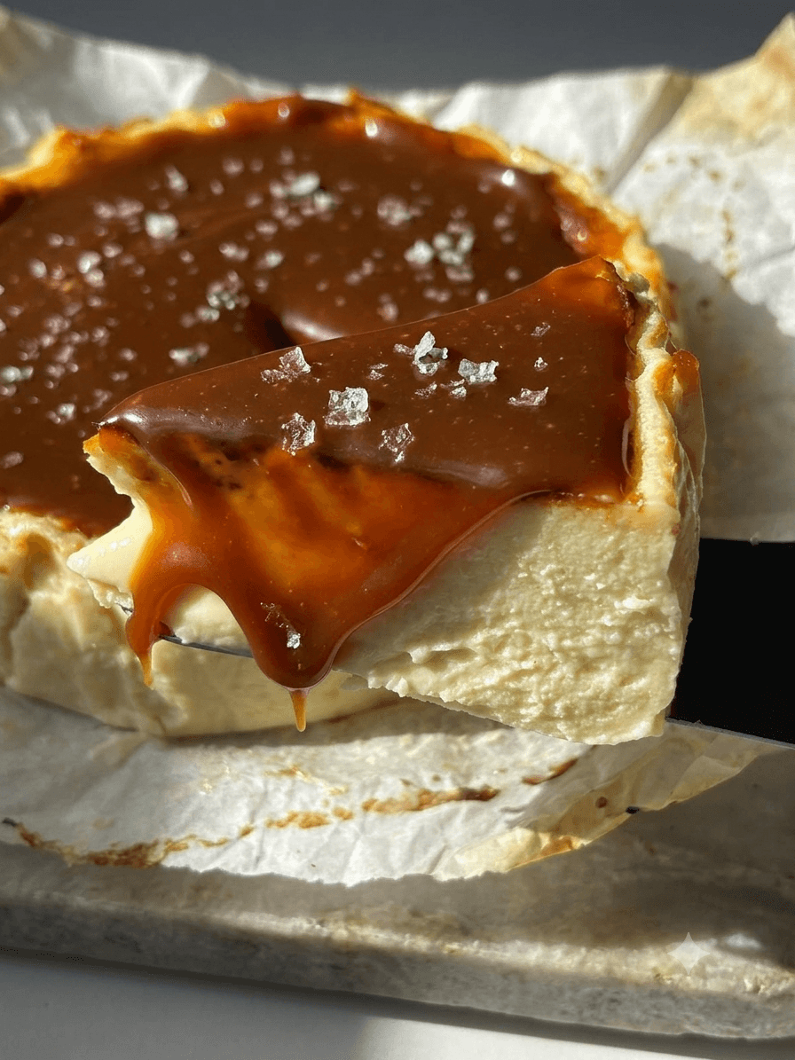 Salted Caramel on Burnt Basque Cheesecake Slice
